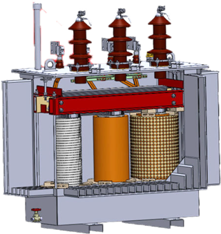 รูปตัวหม้อแปลงเห็นอะไหล่ภายใน